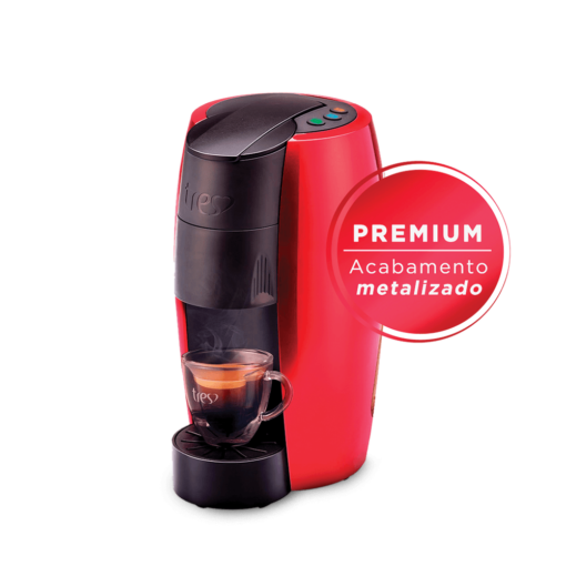 Cafeteira Espresso LOV Premium Vermelha Metalizada Automática + 120 Cápsulas