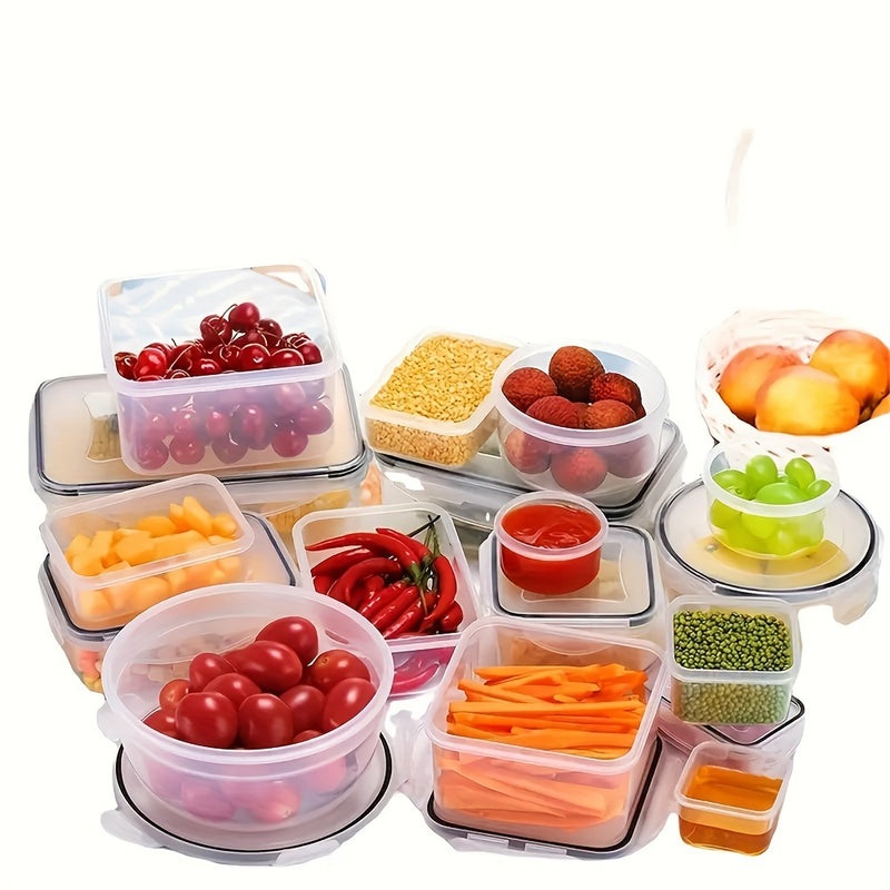 24pcs Kitchen Storage Container Set with Lids - Microwave-Safe, BPA-Free Plastic Food Containers for Fruits, Vegetables, Meats & More - Includes Labels & Marker Pen, Perfect for School, Office, Camping & Picnics