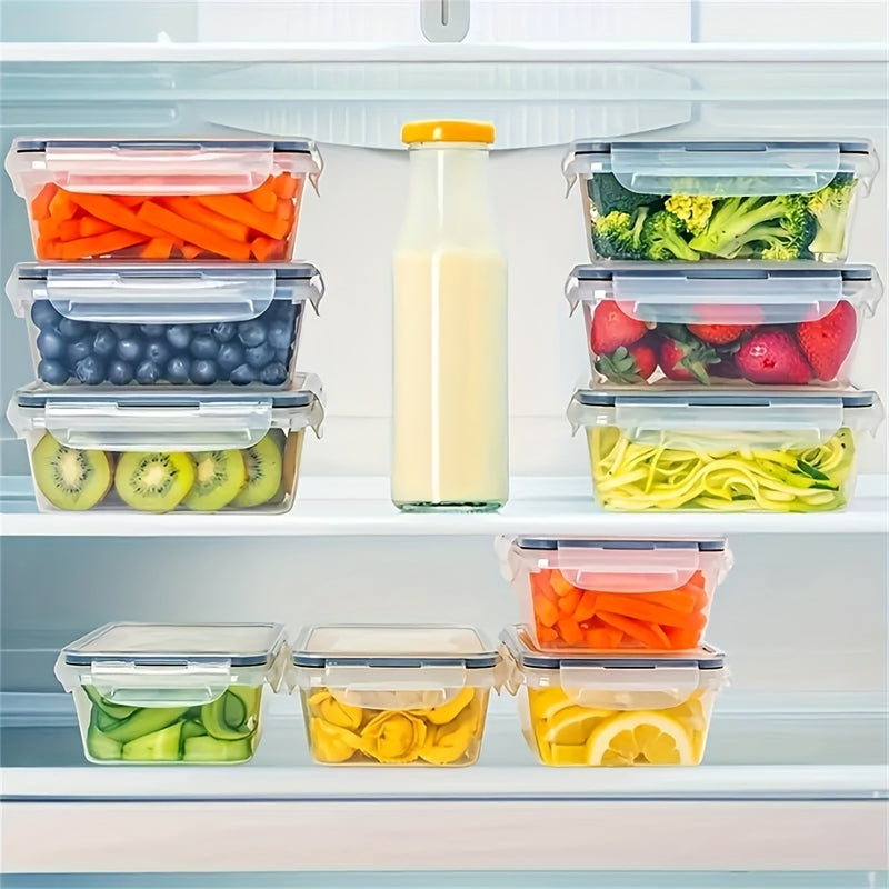 24pcs Kitchen Storage Container Set with Lids - Microwave-Safe, BPA-Free Plastic Food Containers for Fruits, Vegetables, Meats & More - Includes Labels & Marker Pen, Perfect for School, Office, Camping & Picnics