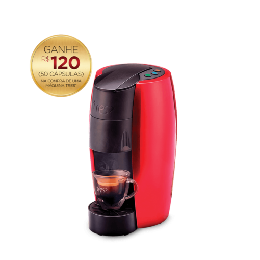 Cafeteira Espresso LOV Premium Vermelha Metalizada Automática + 120 Cápsulas