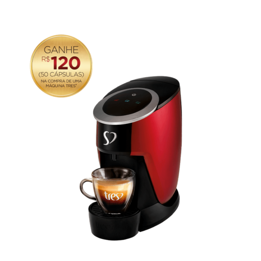 Cafeteira Espresso Touch Vermelha Automática + 120 Cápsulas